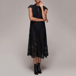 Black Lace Detail Trapeze Dress