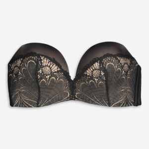 Black Lace Padded Strapless Bra