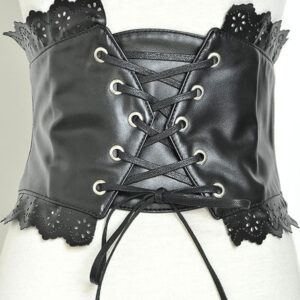 Black Lolita Bustier Lace Up Grommet Frill Lolita Corset