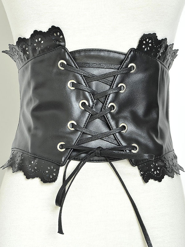 Black Lolita Bustier Lace Up Grommet Frill Lolita Corset