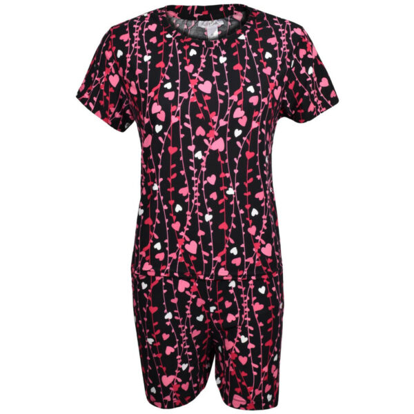 (Black, M) Ladies Pyjamas Set Nightwear Short Sleeve Top