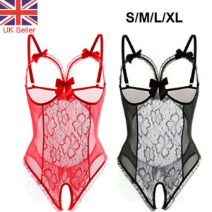 (Black, M) Women Sexy Lingerie Babydoll Open Bra Crotchless Underwear Nightwear Sleepwear