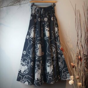 Black Neko Cat 8 Panel Long Skirts