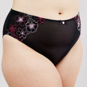 Black OOLA LINGERIE Embroidery High Waist Light Control Brief