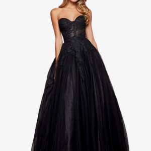 Black Prom Dress 2024 Strapless A-Line Sleeveless Lace Party Dresses Free Customization