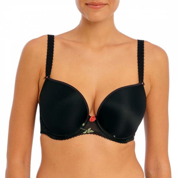 Black Rose Blossom Uw Moulded Plunge T-Shirt Bra