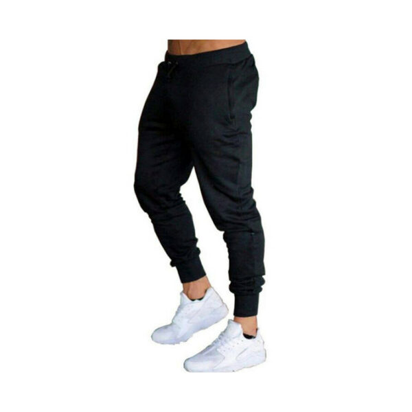 (Black, S) Men's elastic jogging fitness sportswear pants