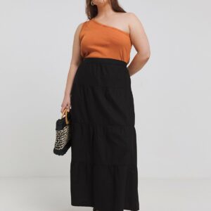 Black SIMPLY BE Tiered Cotton Maxi Skirt