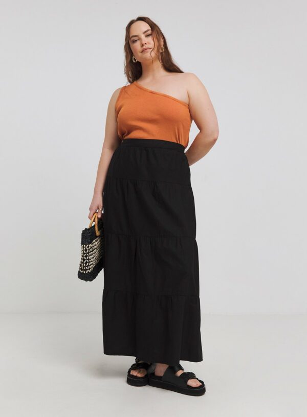 Black SIMPLY BE Tiered Cotton Maxi Skirt