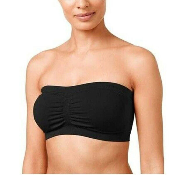 (Black, Small (32-34")) Surefit Seamless Padded Comfort Strapless Stretch Bandeau Summer Bra UK 32"-54"