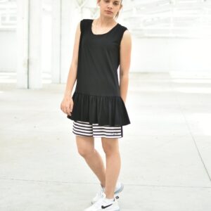 Black Tank Top, Summer Ruffle Plus Size Clothing, Activewear Loose Tunic Gym Frill Streetwear Top