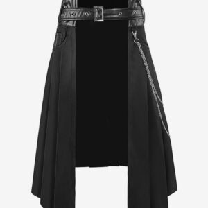 Black Vintage Skirt Retro Grommets Steampunk Gothic Asymmetrical Pleated Skirt Retro Costumes