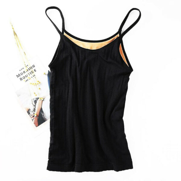 (Black) Women Winter Sling Tank Plus Velvet Thick Underwear Thermal Vest Bottoming Warm Top