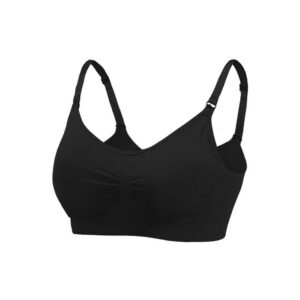 (Black, XL) Seamless Maternity Nursing Bra Pregnancy No Wire Breastfeeding Gathered Lingerie