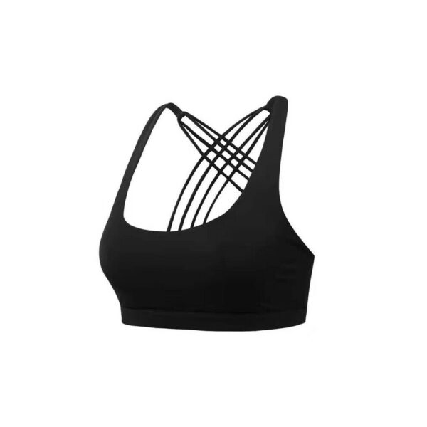 (Black, XL) Women's padded cross strap sports bra top gym Tops