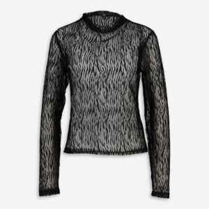 Black Zebra Pattern Mesh Top