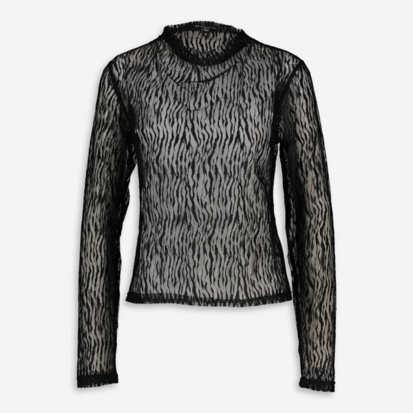 Black Zebra Pattern Mesh Top