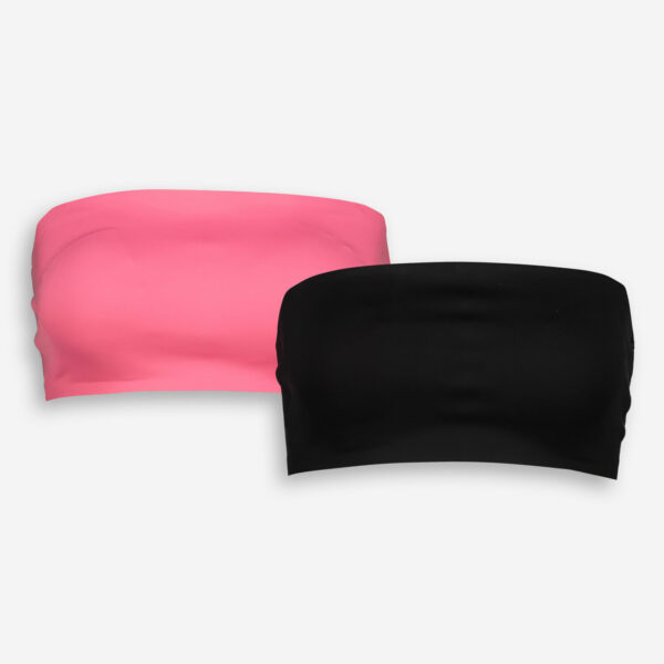 Black & Pink Bonded Bandeau Tops