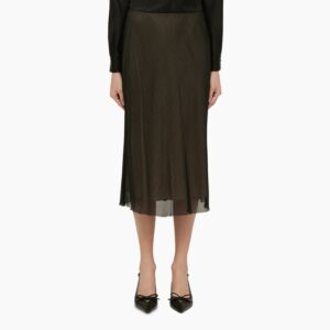 Black and beige viscose midi skirt