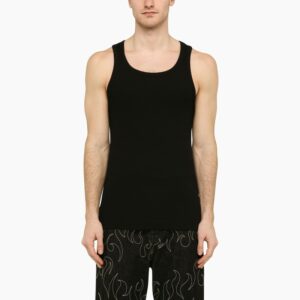 Black ribbed cotton tank top