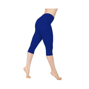 (Blue, 2XL) Women's Low Rise Yoga 3/4 Capri Sports Tights Shorts