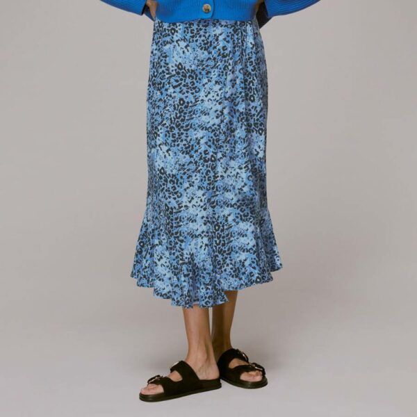 Blue Animal Print Wrap Skirt