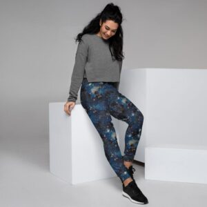 Blue Black Starry Galaxy Space Print Women's Sweatpants