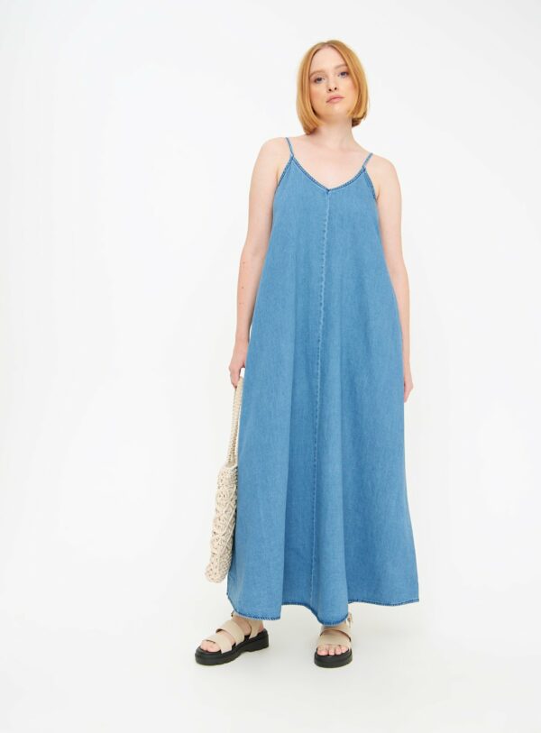 Blue Denim Cami Trapeze Maxi Dress 16R