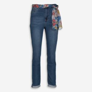 Blue Floral Belted Jeggings