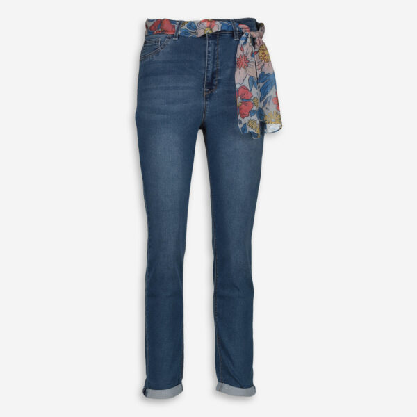 Blue Floral Belted Jeggings