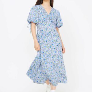 Blue Floral Ditsy Print Midaxi Tea Dress