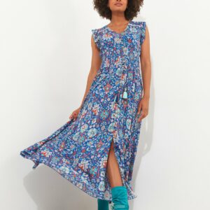 Blue JOE BROWNS Moroccan Print Tie Waist Maxi Sundress