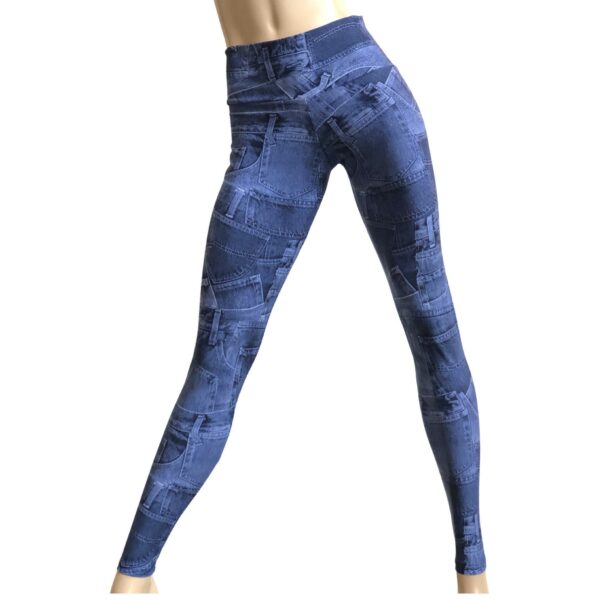 Blue Jean - Jeggings -Long Shorts Yoga Legging Capri Low Mid High Rise Hot Yoga- Sxyfitness Made in Usa