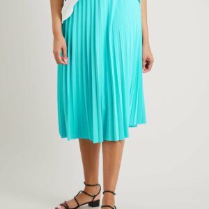 Blue Jersey Pleated Textured Skirt - 18