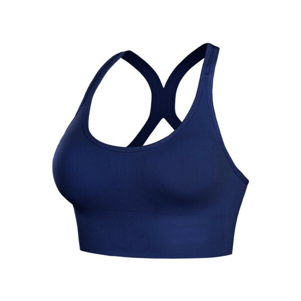 (Blue, L) Women's sports bra breathable vest fitness shockproof