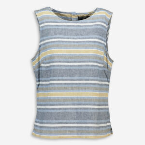 Blue Stripe Button Back Tank Top