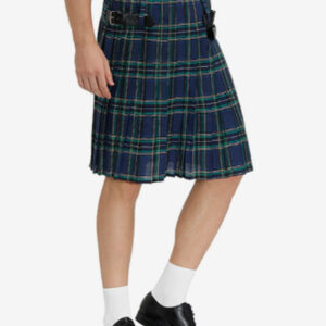 Blue Vintage Skirt Scottish National Festival Skirt Men's Plaid Pleated Skirt Dance Dress Costume