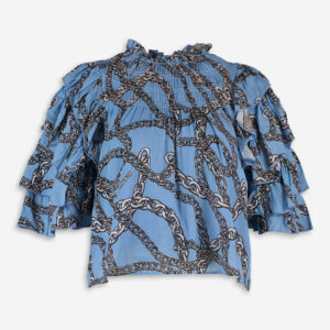 Blue & Black Chain Link Blouse