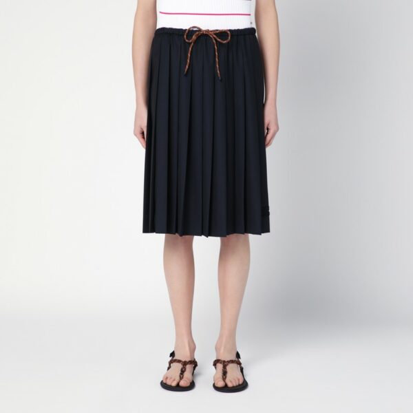 Blue wool pleated skirt