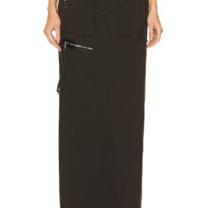 Blumarine Cargo Denim Skirt in Chocolate Brown - Tan. Size 40 (also in 36, 38).