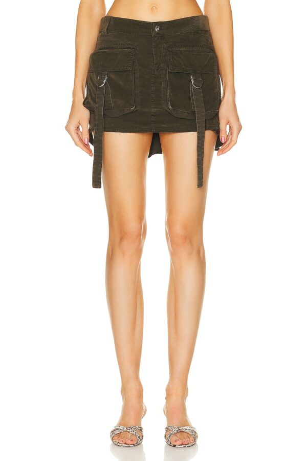 Blumarine Cargo Mini Skirt in Dark Olive - Olive. Size 38 (also in 36, 40, 42).