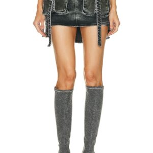 Blumarine Cargo Mini Skirt in Dark Shadow - Black. Size 40 (also in ).