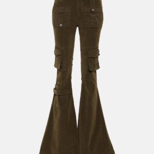 Blumarine Low-rise velvet flared cargo pants