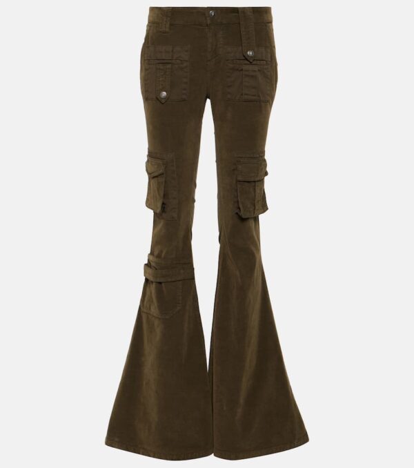 Blumarine Low-rise velvet flared cargo pants