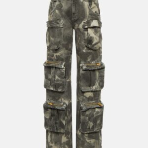 Blumarine Printed low-rise denim cargo pants