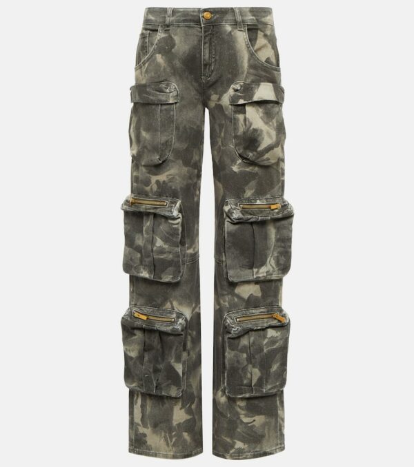 Blumarine Printed low-rise denim cargo pants