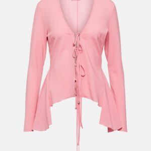 Blumarine Ruffled tie-front wool-blend blouse