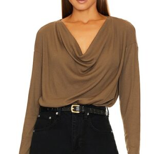 Bobi Cowl Neck Blouse in Olive. Size S, XS.