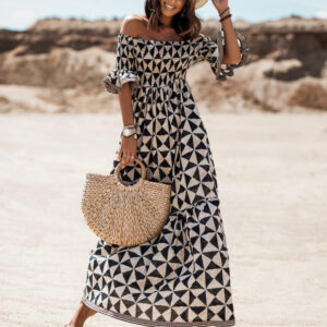 Boho Dress Strapless Half Sleeves Beach Dress