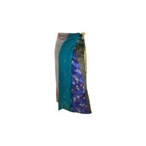 Boho Upcycled Wrap Around Skirt Funky Patchwork Maxi Sarong Free Size Up To 18 P208